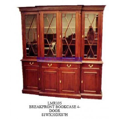 Breakfront Bookcase 4 Door Antique Reproductions   Indonesia Furniture
