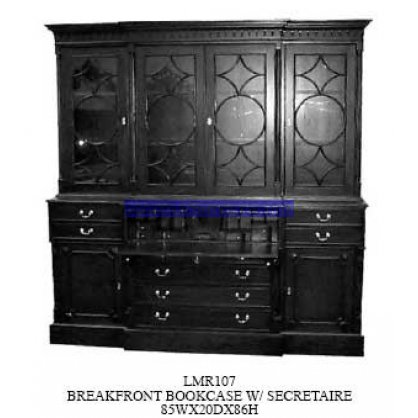 Breakfront Bookcase With Secretaire Antique Reproductions   Indonesia Furniture