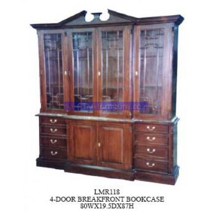 4 Door Breakfront Bookcase Antique Reproductions   Indonesia Furniture
