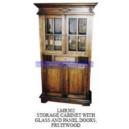 storage cabinet with glass and panel doors Antique Reproductions   Indonesia Furniture