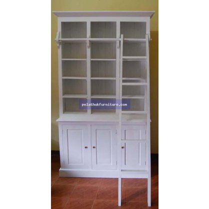Library Bookcase White Country Cabinet   Indonesia Furniture