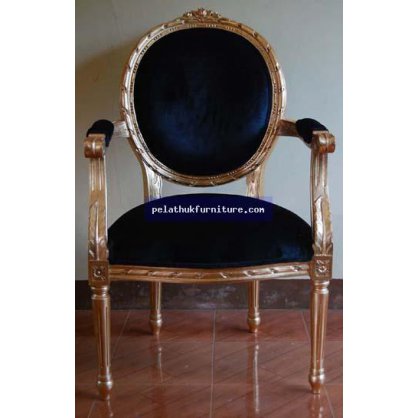 Louis Arm Chair Gold and Silver Leaf Finish  Chairs and Sofas Indonesia Furniture