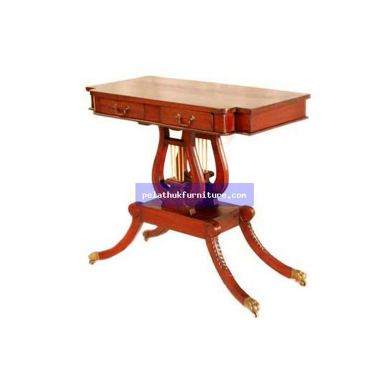 Lyre Card Table . Antique Reproductions  Side Tables, Small Tables and Consoles Indonesia Furniture