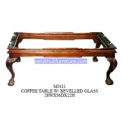 Coffee table With Bevelled Glass Antique Reproductions   Indonesia Furniture