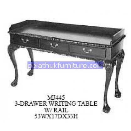 3 Drawer writing table with rail Antique Reproductions   Indonesia Furniture