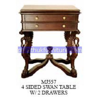 4 side swan table with drawers Antique Reproductions   Indonesia Furniture
