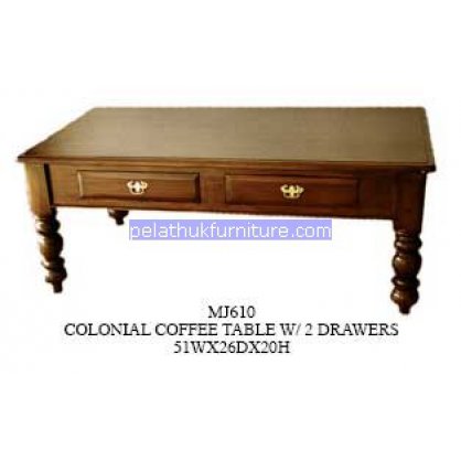 Colonial coffe Table With 2 Drawers Antique Reproductions   Indonesia Furniture