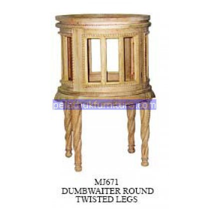 Dumbwaiter Round Twister Legs Antique Reproductions   Indonesia Furniture
