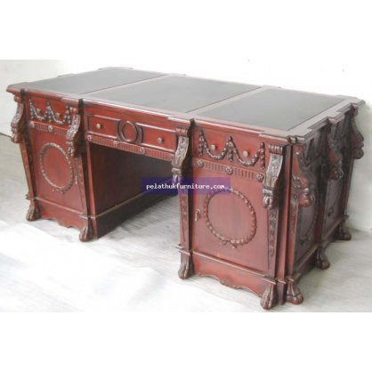 Mahogany Lion Partner Desk Antique Reproductions  Desks, Bureaus and Writing Tables Indonesia Furniture
