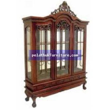Mahogany Triple Door Showcase Antique Reproductions  Cabinets, Bookcases, Sideboards  Indonesia Furniture