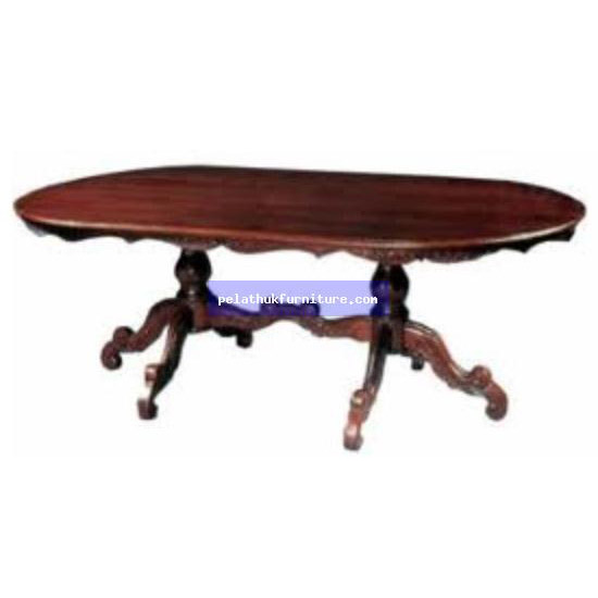 Oval twin Legs Carved  Dining Table Antique Reproductions  Coffee Tables and Dining Tables Indonesia Furniture