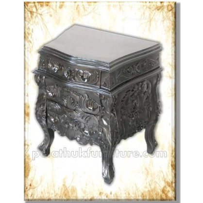 Rococo 3 Drawer Bedside Black Rococo Bedroom   Indonesia Furniture