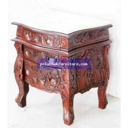 Rococo 3 Drawer Bedsidse Chest Antique Reproductions  Bedside Chests Indonesia Furniture
