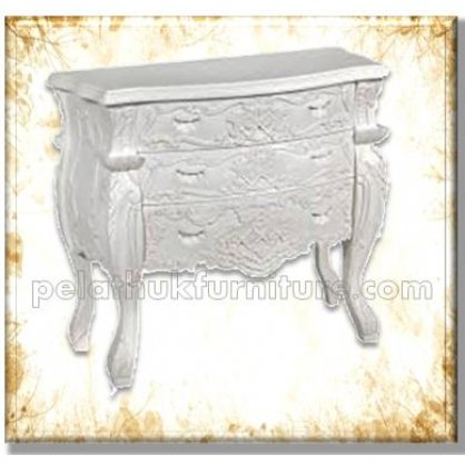 Rococo 3 Drawer wide chest White Rococo Bedroom   Indonesia Furniture