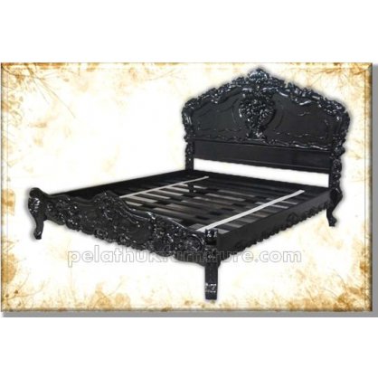 Rococo Bed Queen Black Rococo Bedroom   Indonesia Furniture