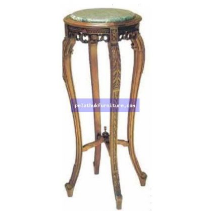 Round Flowerstand with Marble Antique Reproductions  Plantstands and Accessories Indonesia Furniture