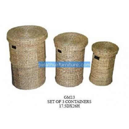 Set of 3 Containers Antique Reproductions   Indonesia Furniture