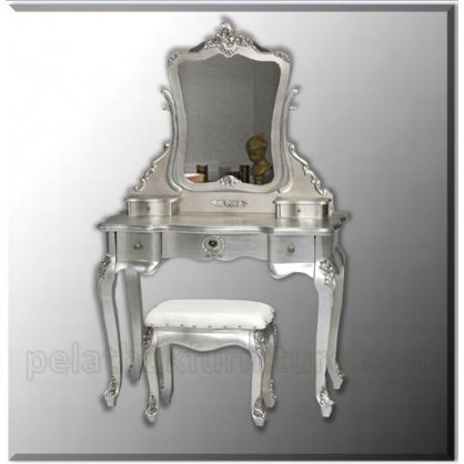 Silver Leaf French Dressing Table Gold and Silver Leaf Finish  Dressing Table Indonesia Furniture