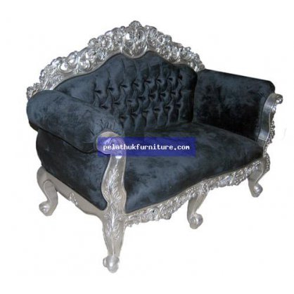 Silver frame 2 Seater Sofa Gold and Silver Leaf Finish  Chairs and Sofas Indonesia Furniture