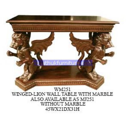 Winged Lion Wall Table With Marble Antique Reproductions   Indonesia Furniture
